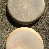 2 pyrite stoneware and Bernard Mallet style stoneware plates