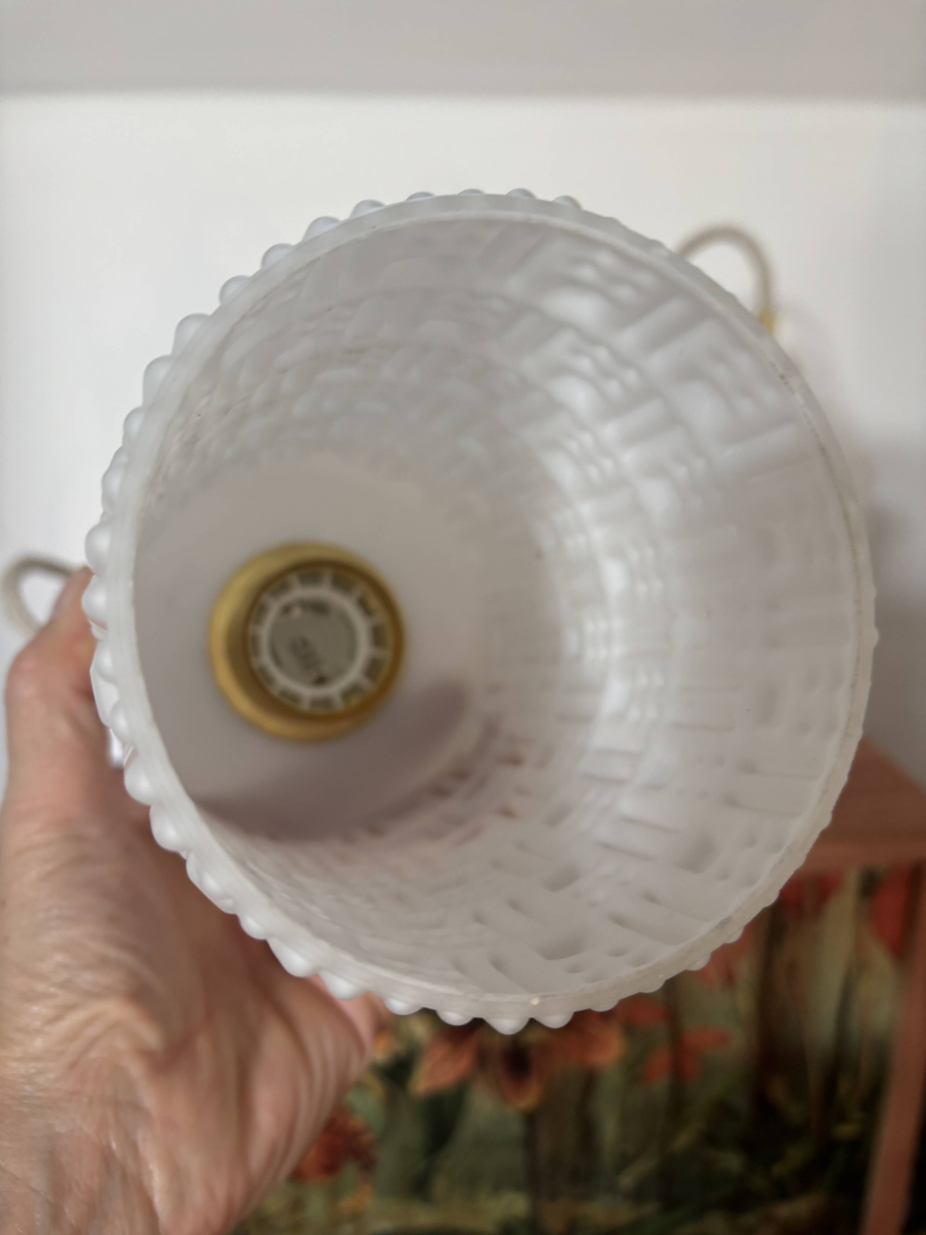 Set of three white Scandinavian opaline pendant lights