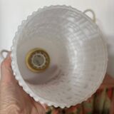 Set of three white Scandinavian opaline pendant lights