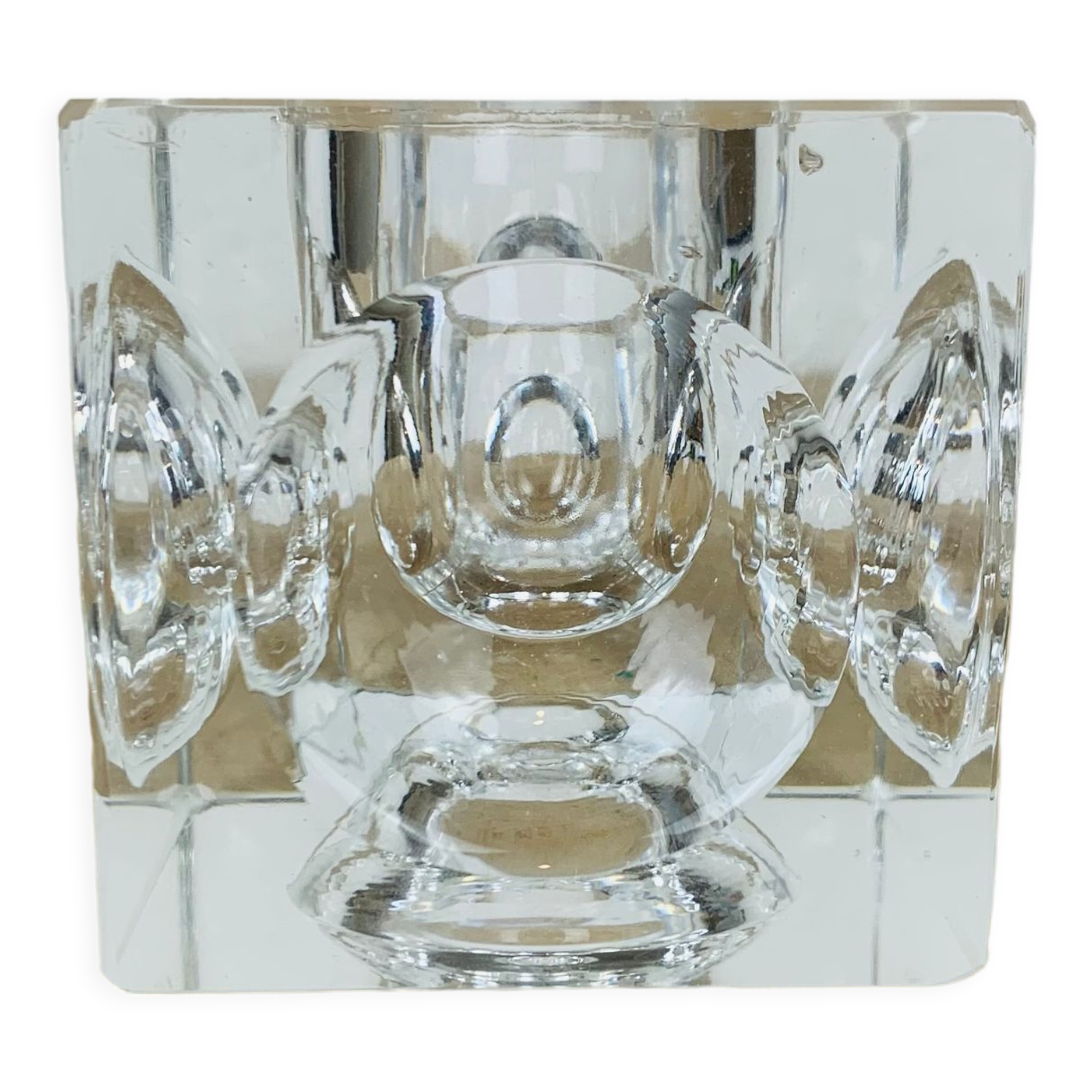 Candle holder cube glass design space age 70 ice cube ice cube