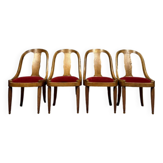 Série de 4 chaises époque Art Déco à dossiers gondoles vers 1925