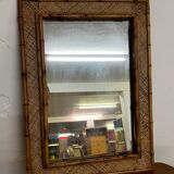 Rectangular rattan mirror