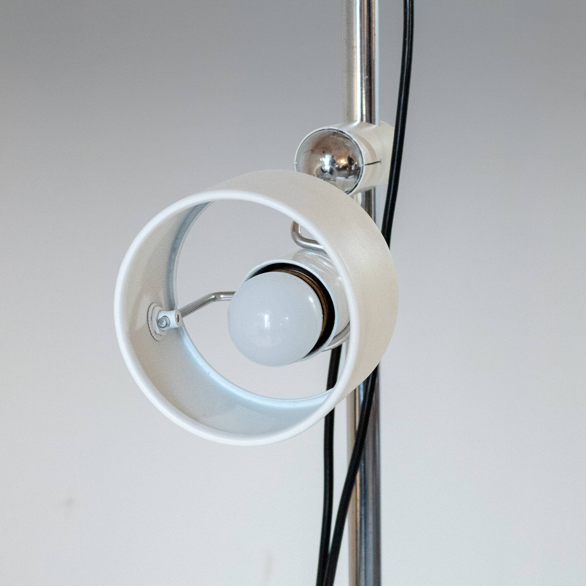 Mid Century Modern White Metal Floor Lamp by Elio Martinelli, 1970s