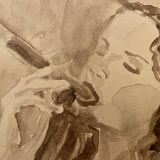 Watercolor Painting Signed “the smoker of Havanas” Cuba