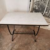 Marble and wrought iron coffee table