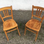 Pair of vintage curved wooden bistro chairs