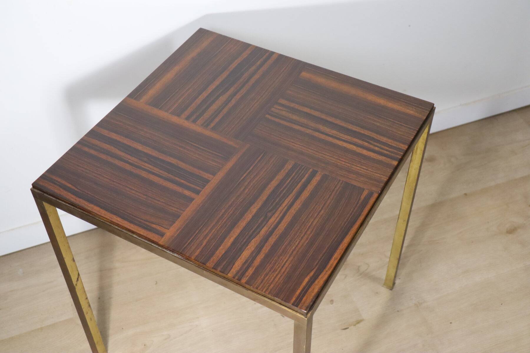 Vintage side table in rosewood & bronze – 1960s