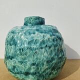 Turquoise round vase 1970 signed