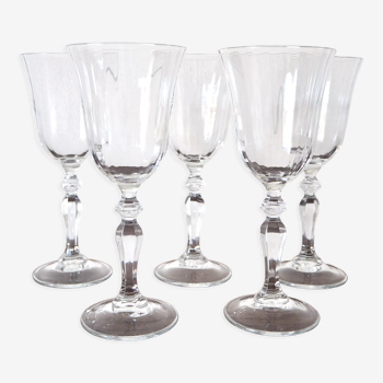 Set of 5 crystal glasses, flared neck