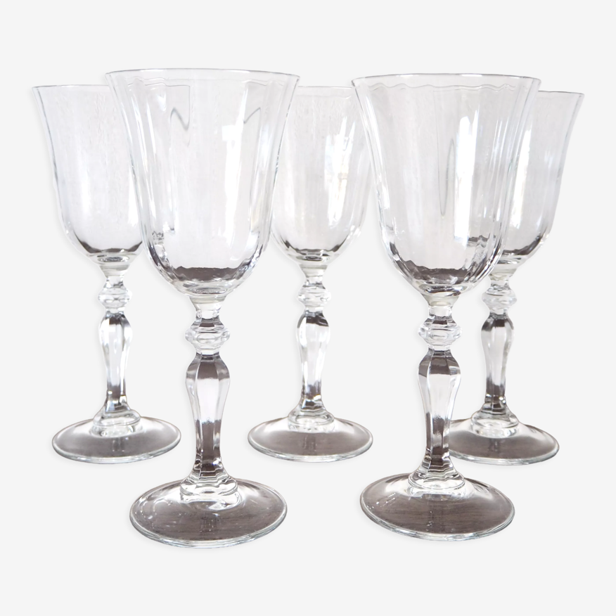 Set de 5 verres à pied en cristal, col évasé | Selency