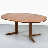 Danish Round Teak Dining Table with Extension from S Møbelfabrik, 1970s