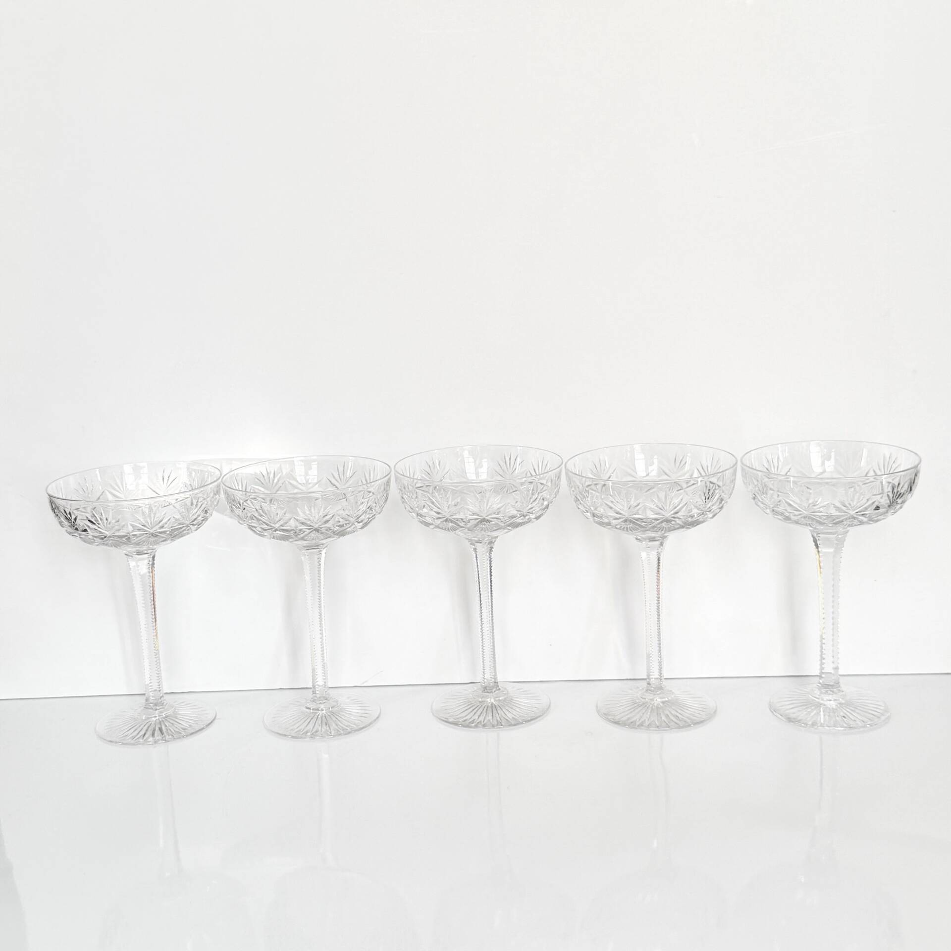 Set of 5 crystal champagne glasses from Saint-Louis | Gavarni model