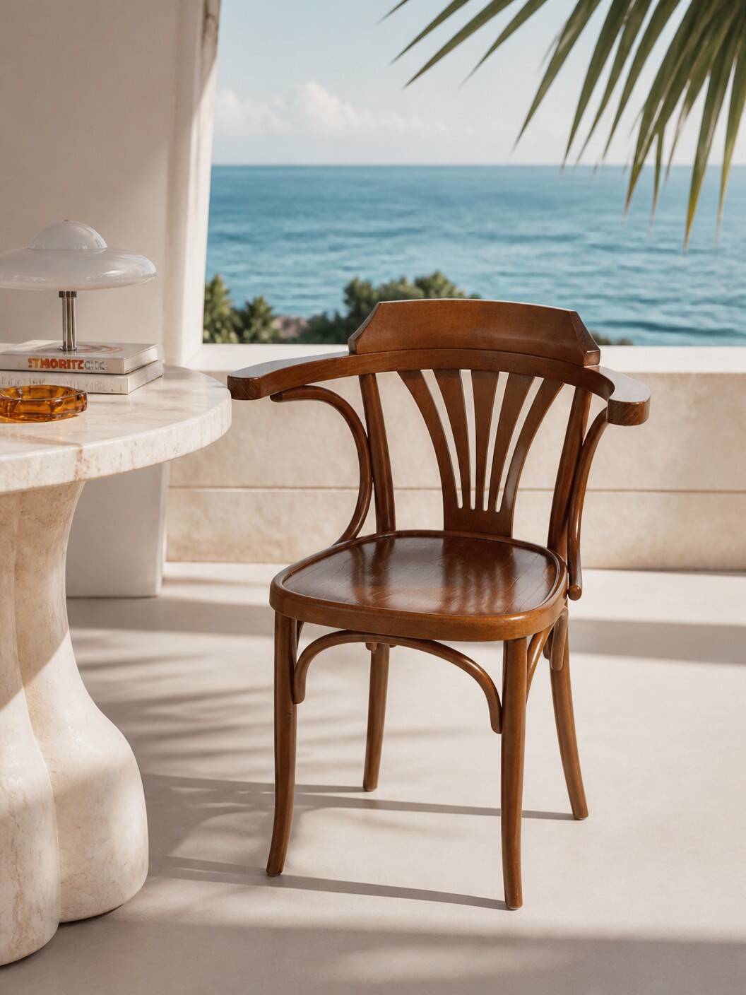 Fauteuil de bureau bistrot en hêtre courbé, style Thonet, circa 1960