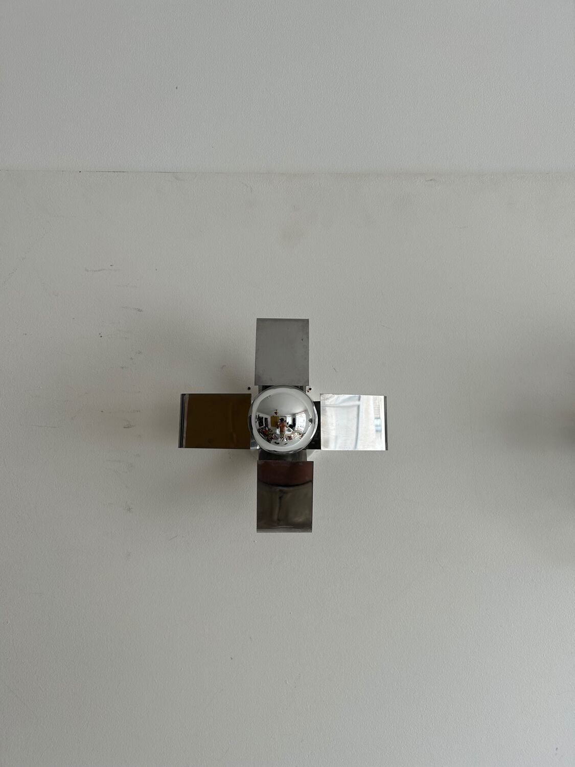 Pair of wall lamps in chromed metal France 1970