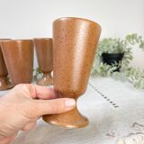 6 Vintage Mazagrans in speckled stoneware Sarreguemines France from the 1950s