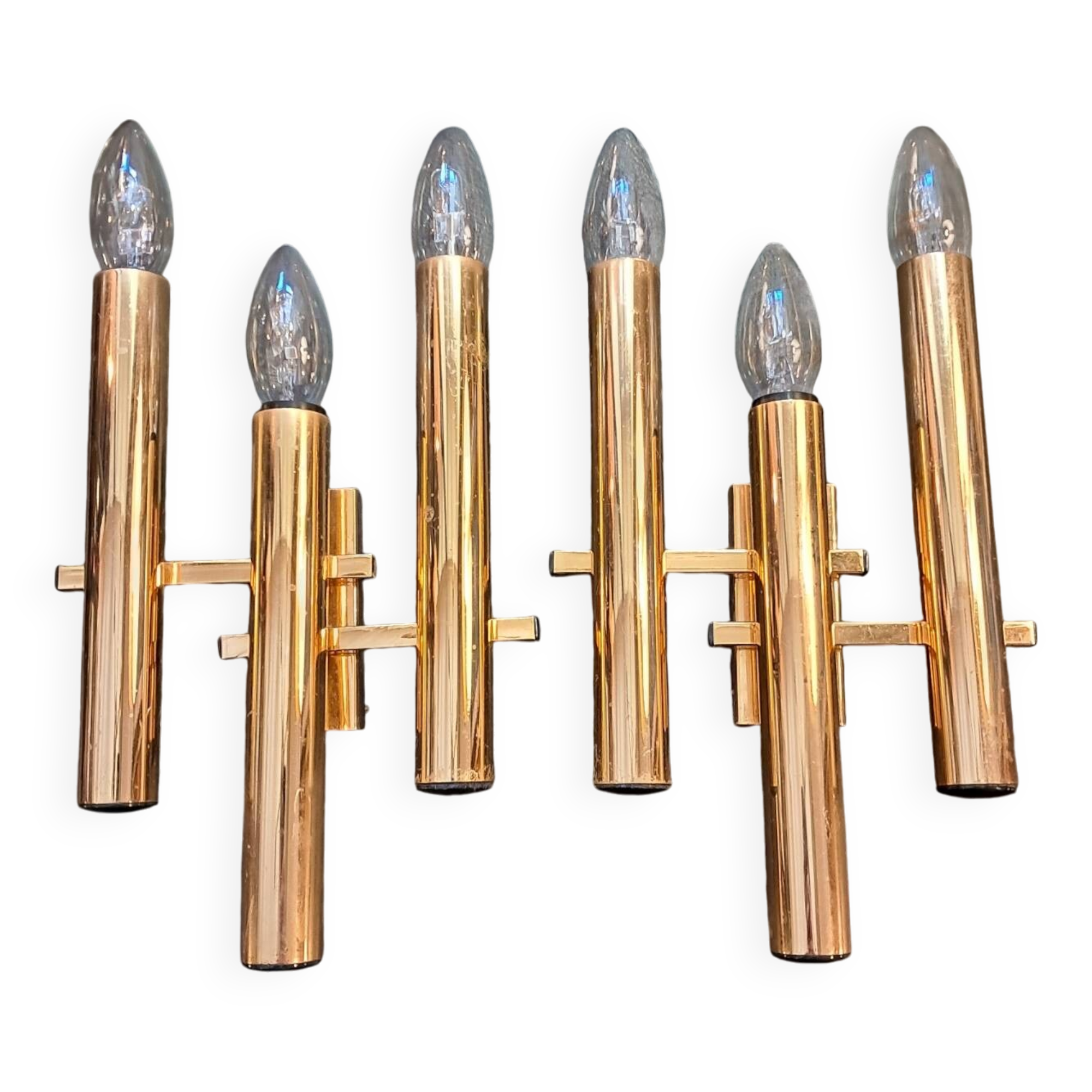 Paire d'appliques Sciolari dorées