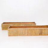 Pair of large vintage bamboo planters