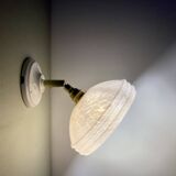 Vintage pink Clichy glass wall lamp with shade