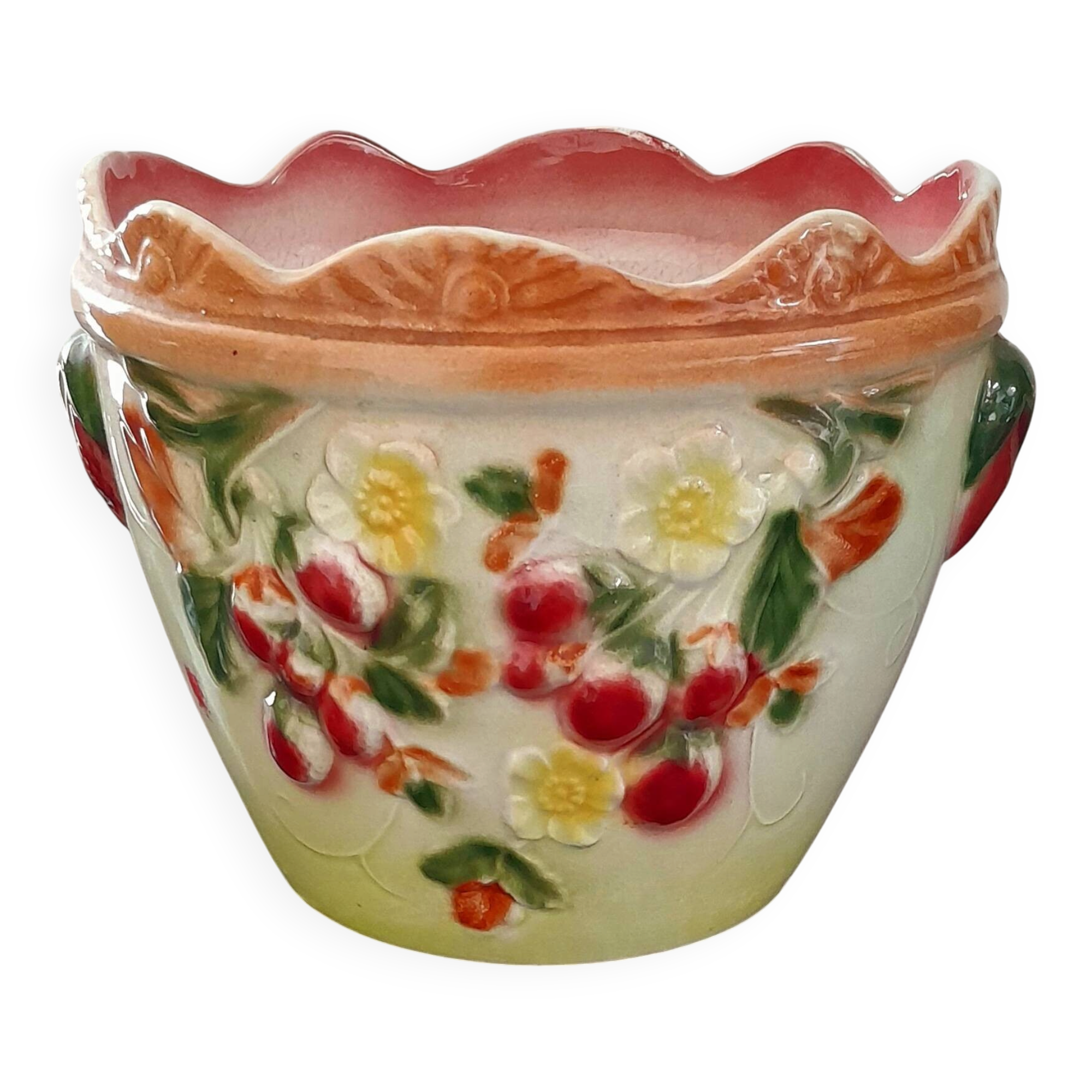 Cache- pot ancien Barbotine