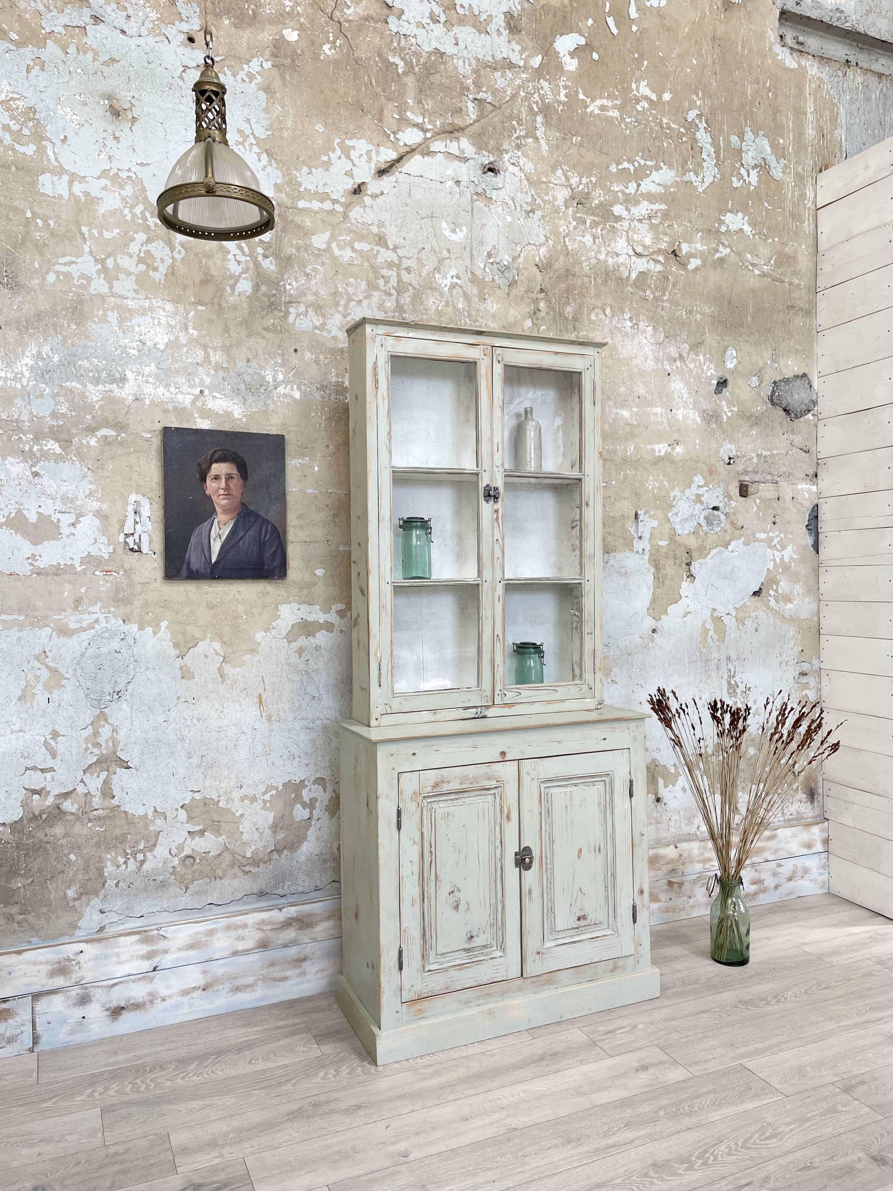 Furniture two body showcase, around 1900.