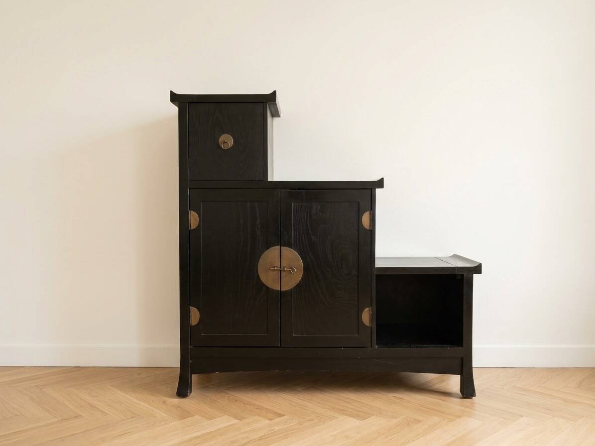 Asian black wood storage furniture