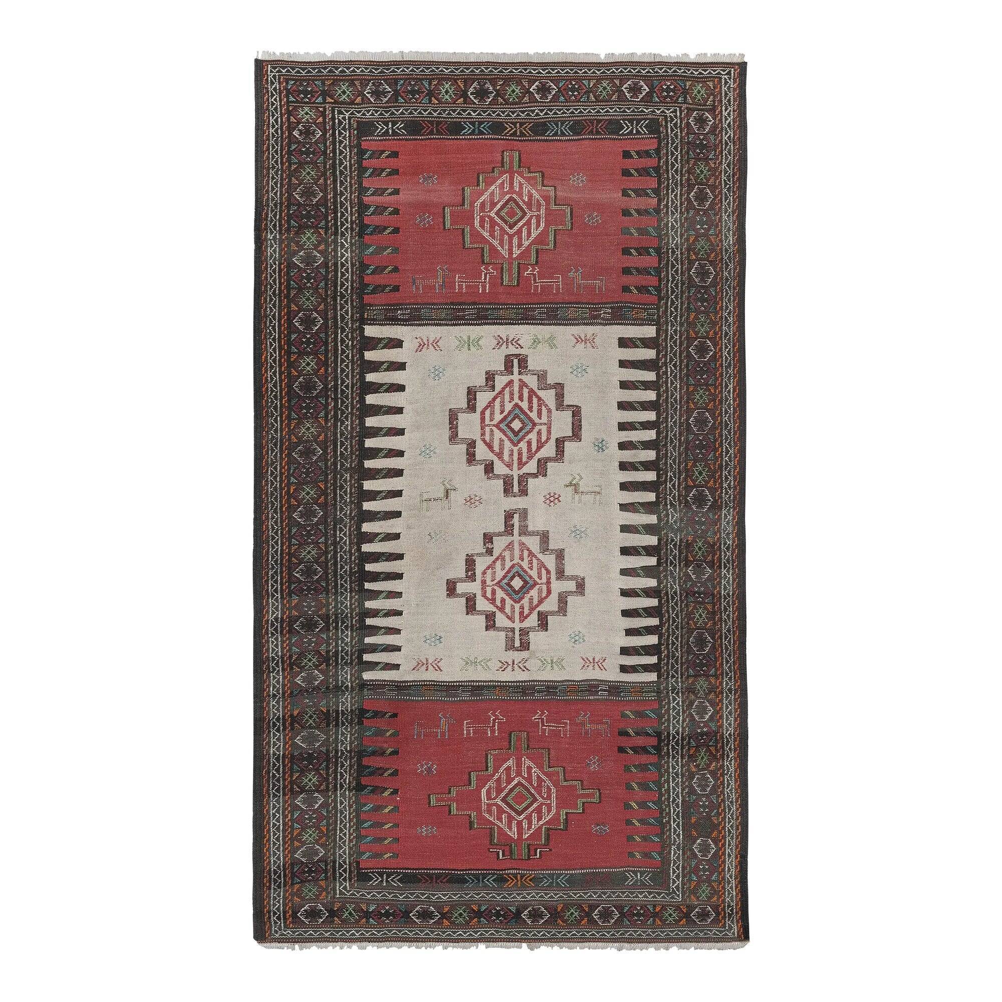 Vintage Turkish kilim handwoven 107x185 cm