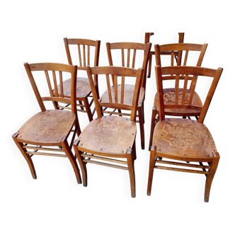 Set of six luterma chairs. Bistro. Pyrographs.