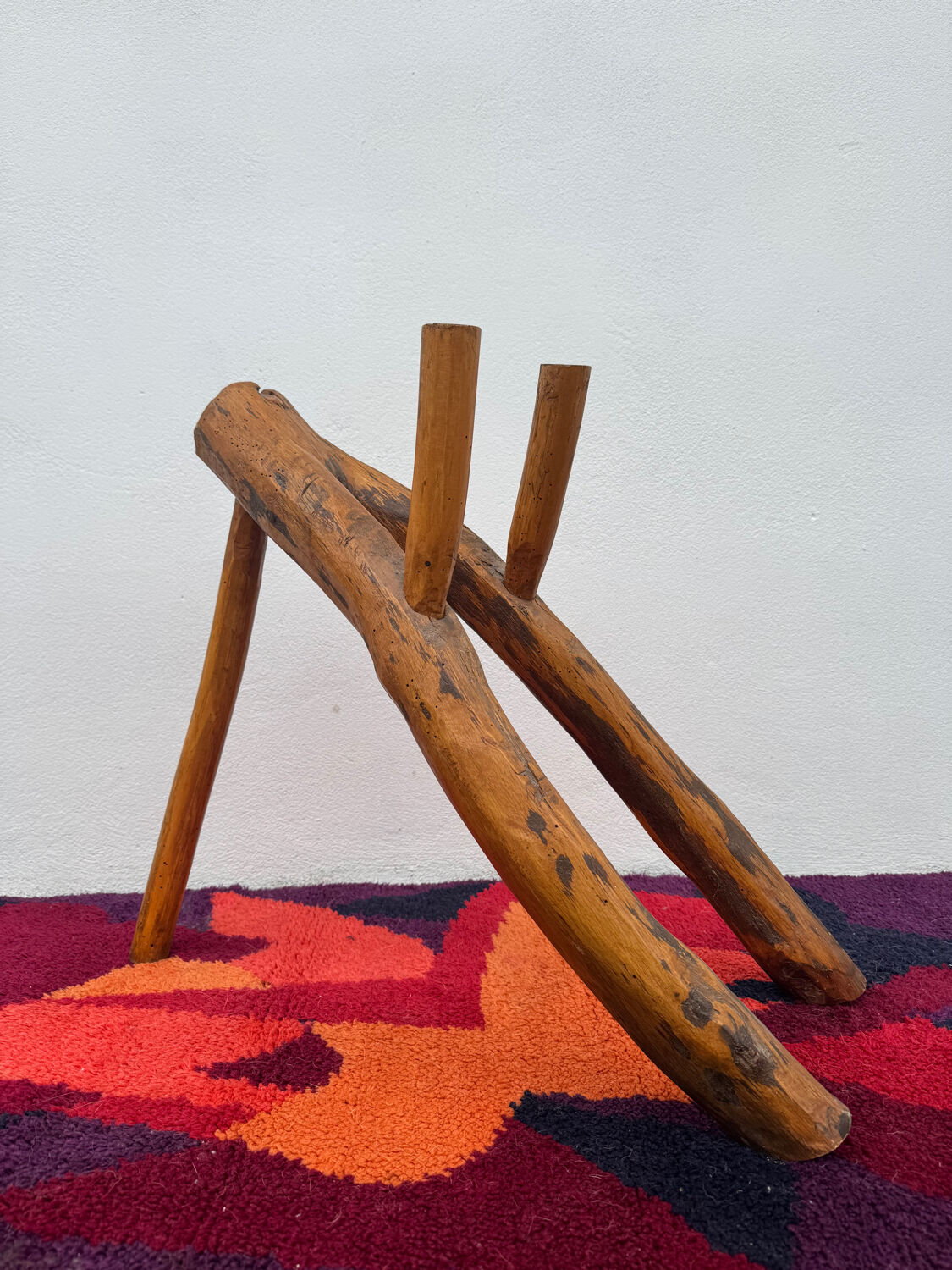 Brutalist style wooden magazine rack from the 1960s