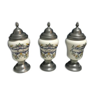 Set of three pharmacy jars