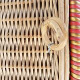 Old worker in wicker with red braiding 60s