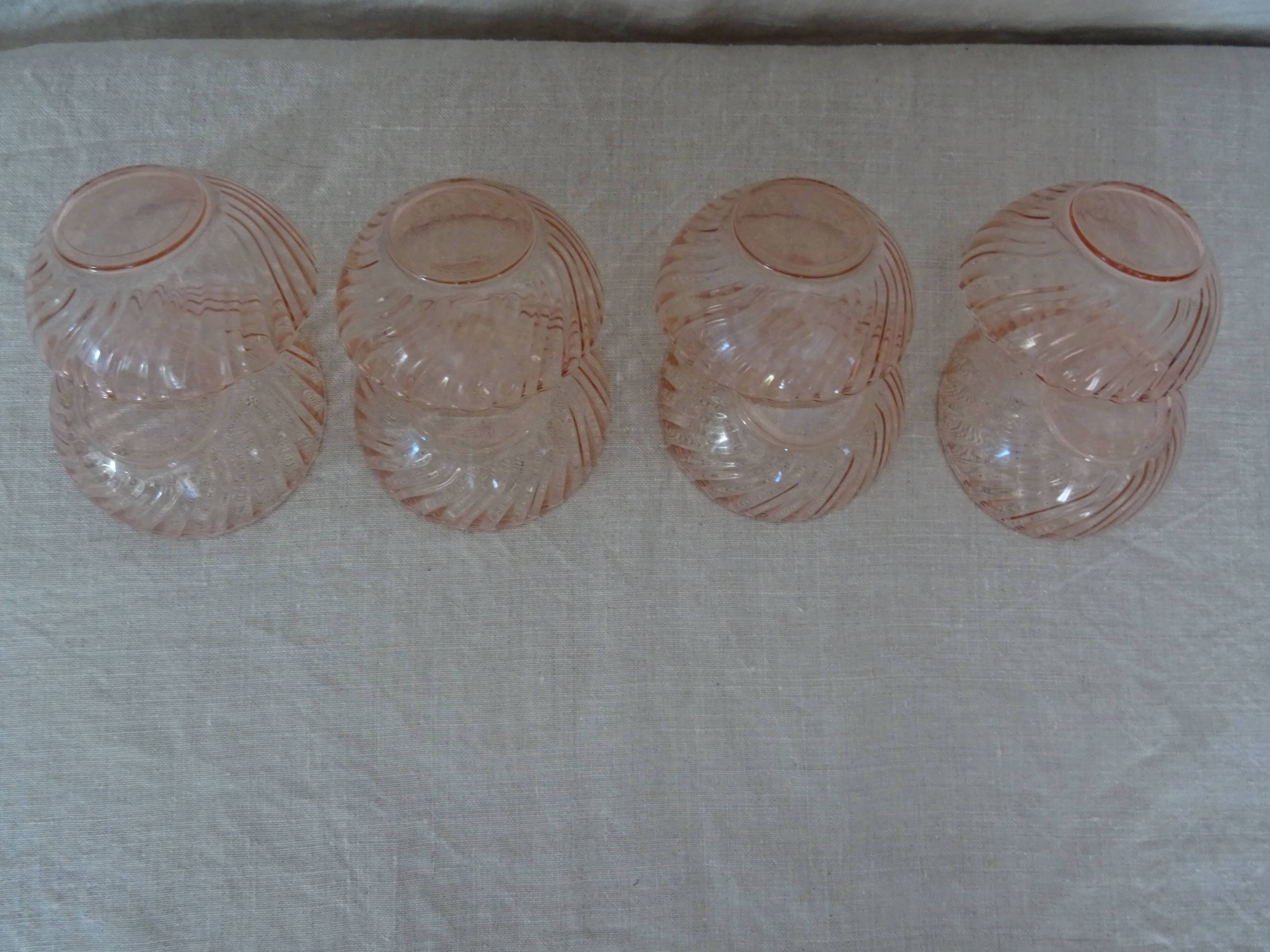 8 rosaline cups arcoroc twisted pink glass