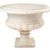 Medici vase with a gaudrooned body and flared marble neck. Circa 1880