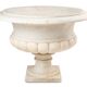 Medici vase with a gaudrooned body and flared marble neck. Circa 1880