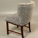 Danish beside chair in grey sheep skin  1940s
