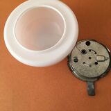 Opaque white glass ceiling lamp with its support