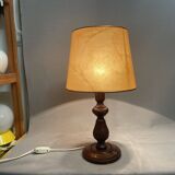 Rustic carved wood table lamp