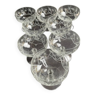 8 ½ cut crystal champagne glasses