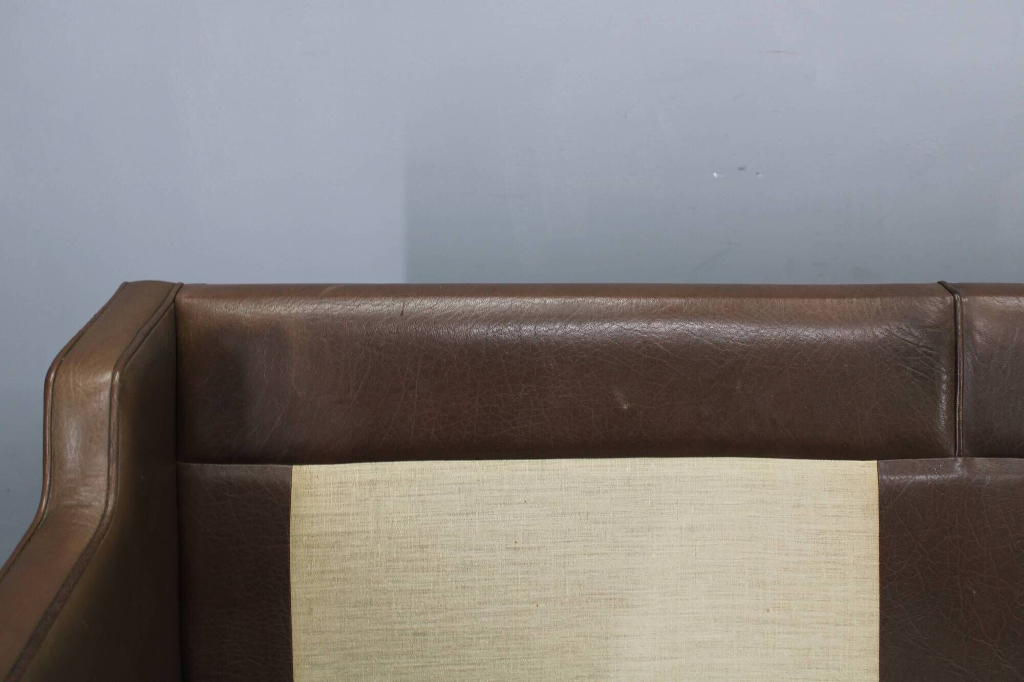Danish mid-century three-seat brown leather sofa, 1970s