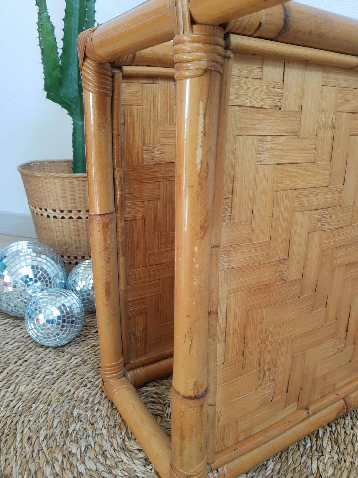 Square bamboo coffee table 70s - vintage