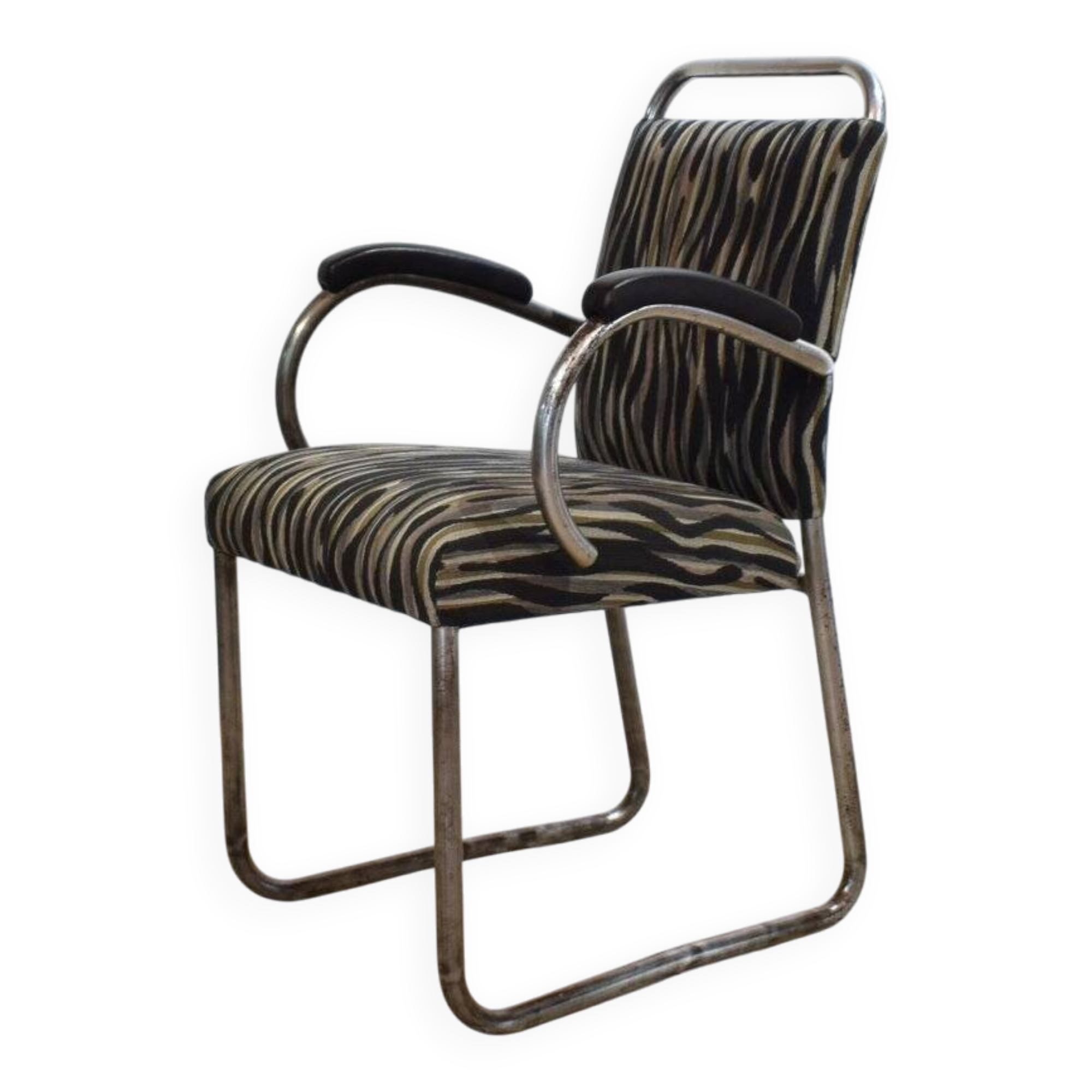 Art Deco German Tubular Steel Cantilever Armchair, 1920s