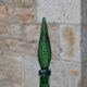 Large decorative vintage green glass carafe/bottle with relief – H57 cm