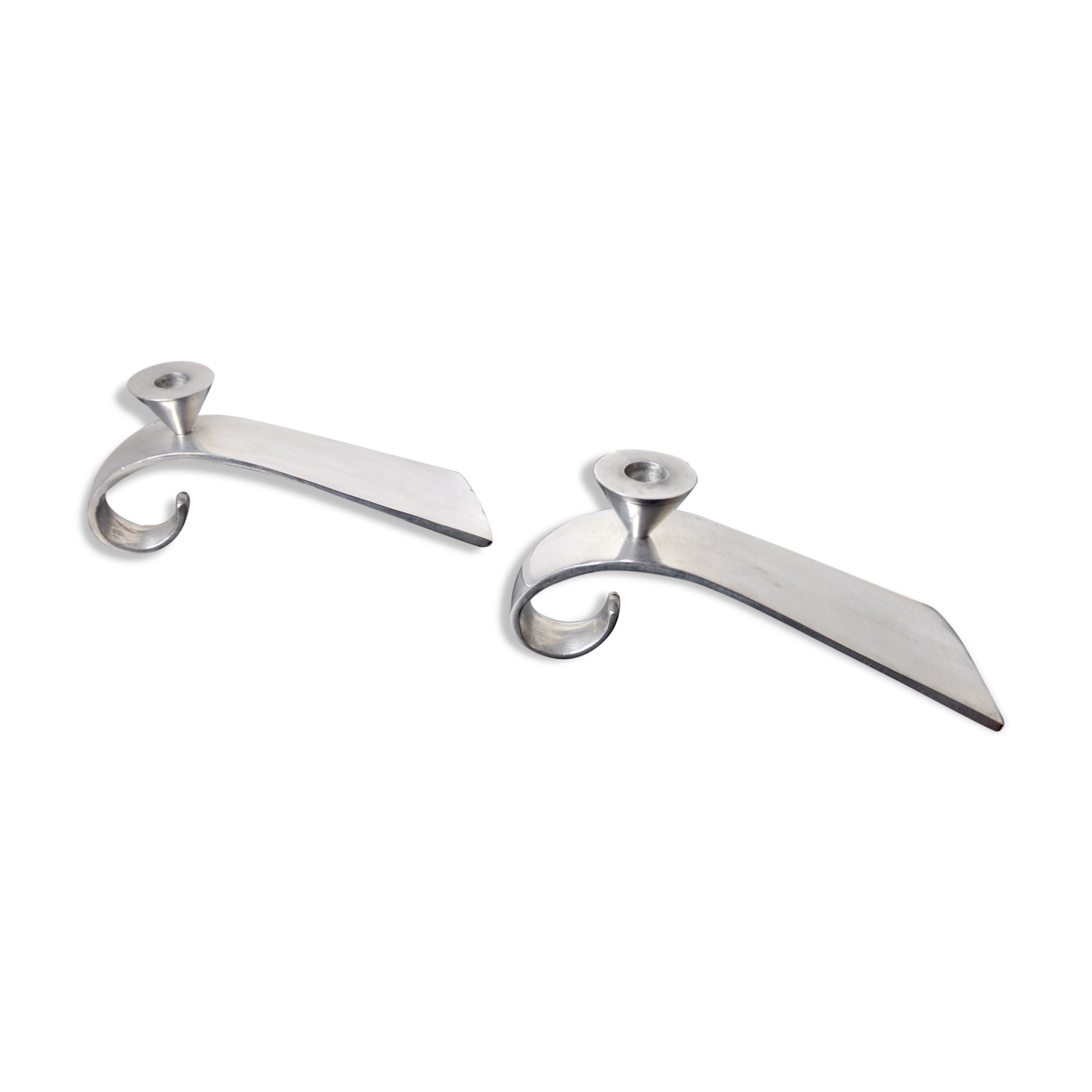 Pair of comma candlesticks by matthew hilton, England, 1980