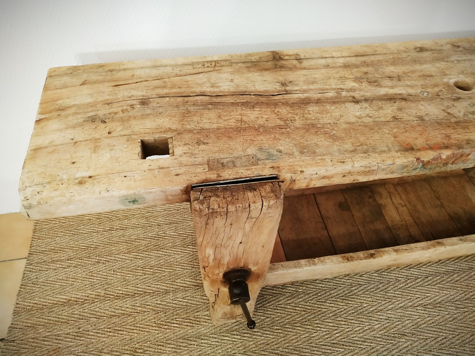 Old beech workbench 205 cm