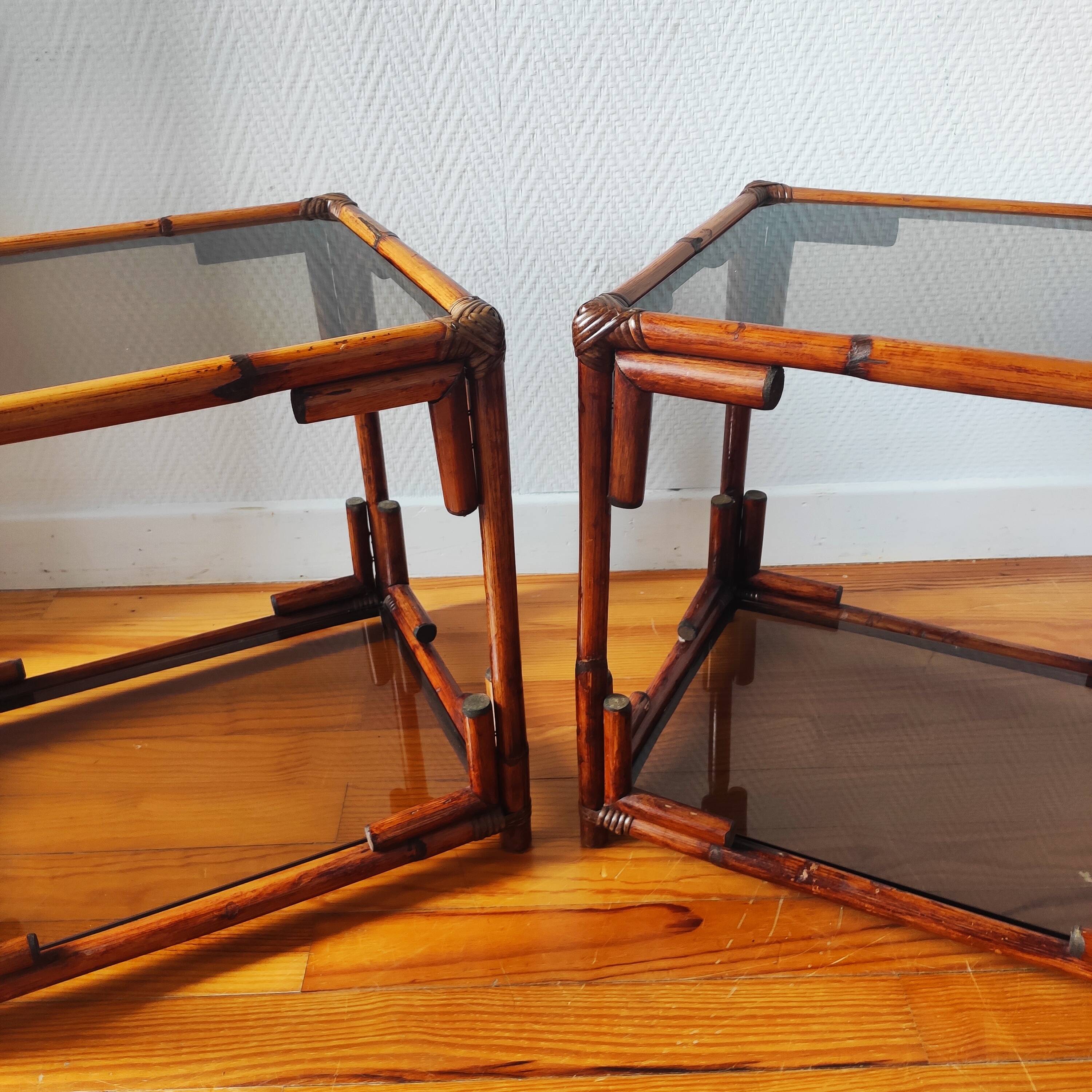 Pair of vintage 70/80s bedside tables and sofa ends