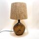 Vintage stoneware lamp by Alain Blanchard, 1970s, fern, rope shade