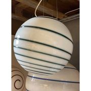 Murano Style Glass Pendant Swirling Green and White