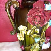 Grand Vase en Barbotine. XIX siècle.