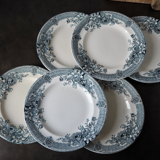 Set of 6 Longwy dessert plates, Watteau model