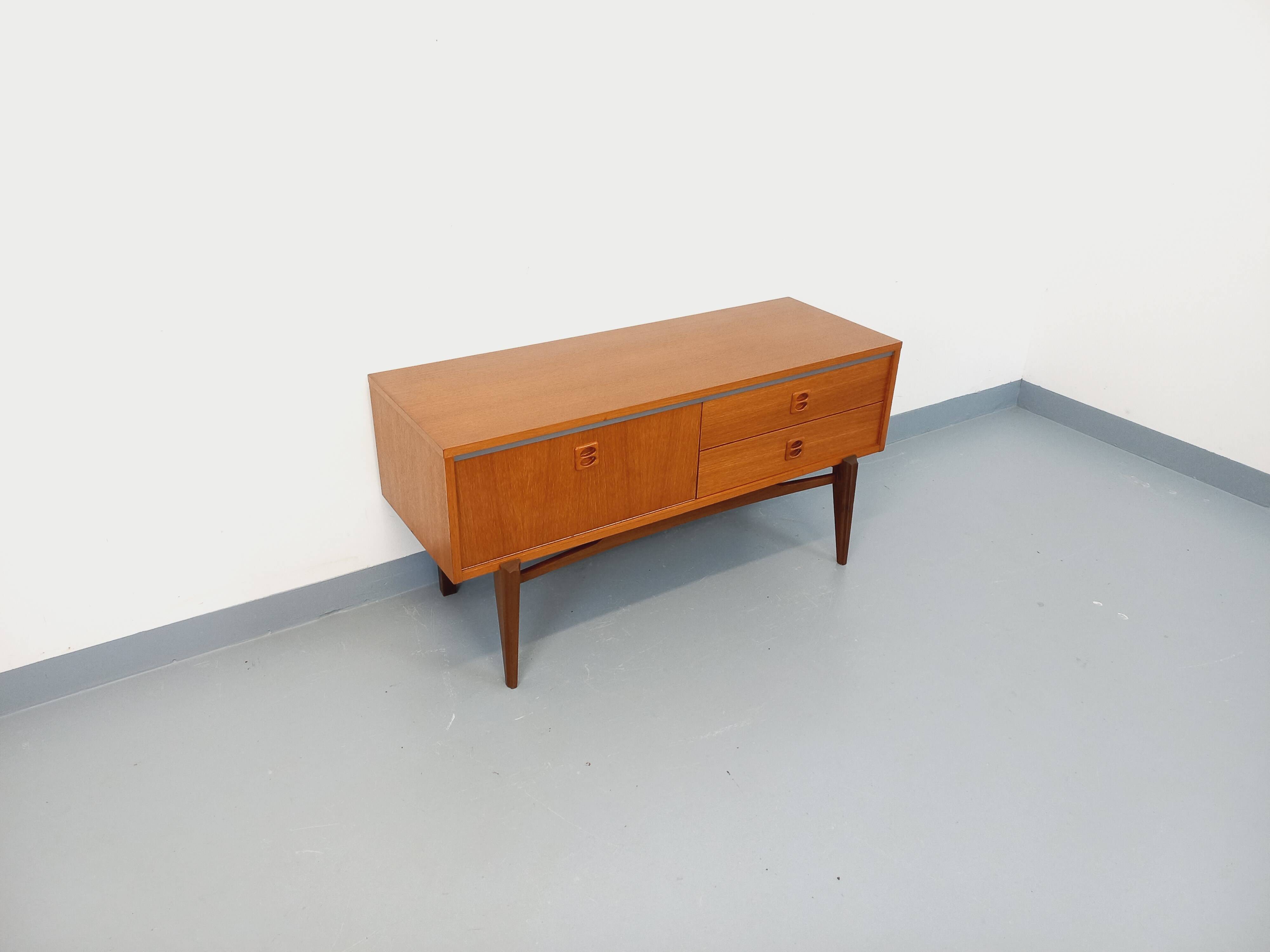 Small vintage Scandinavian teak sideboard from the 1960s.