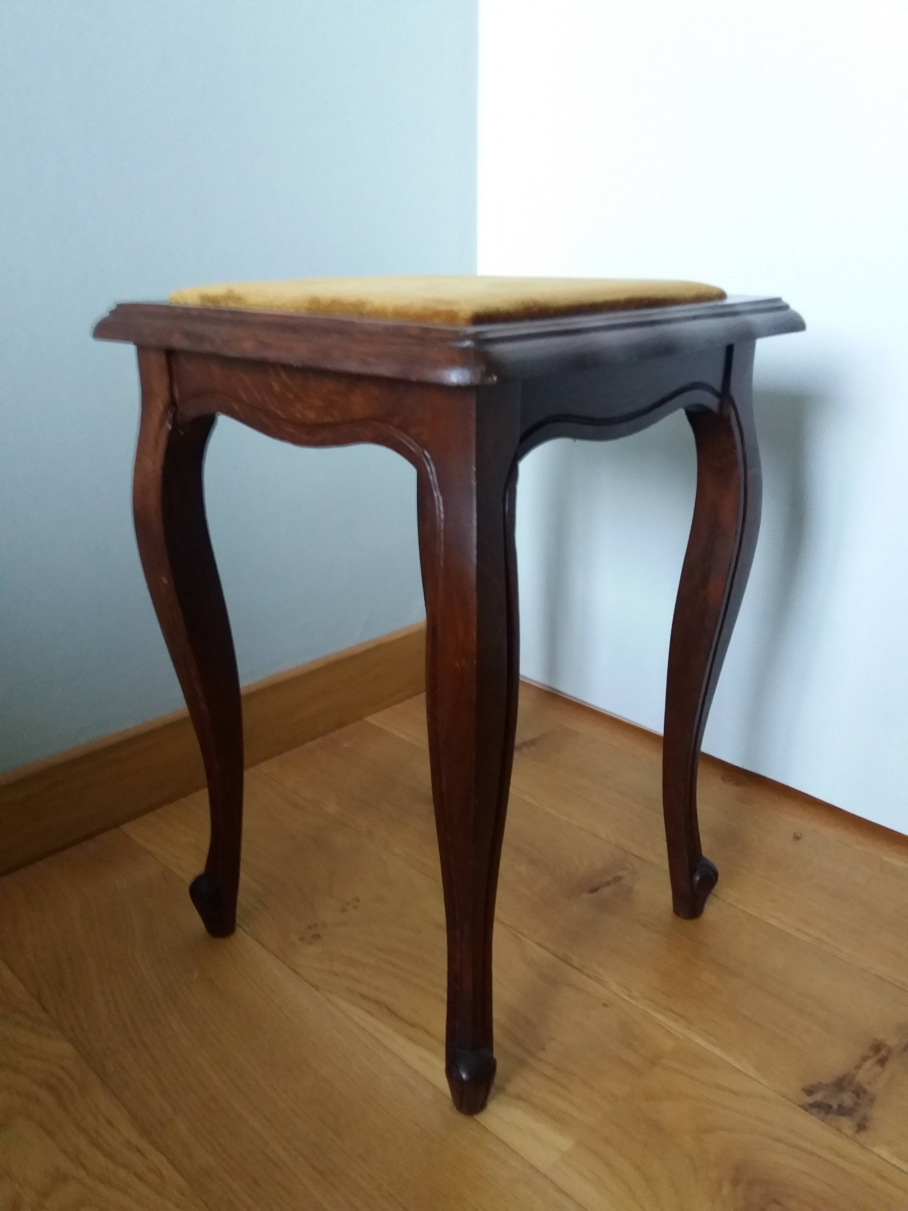 Wooden and velvet stool
